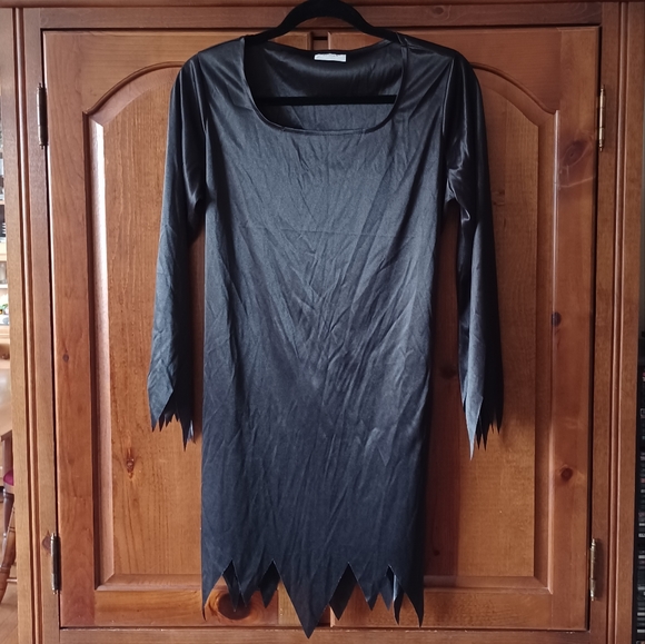 Women's Tattered Witch Dress & Purple Mesh Spiderweb Hat - Picture 3 of 8